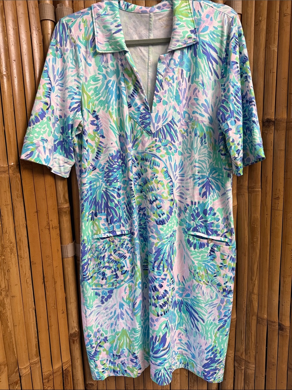 Lilly Pulitzer Pastel Blue, Green & Pink Floral Midi Dress